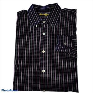 Ben Hogan men’s button down dress shirt SZ L Black striped career button up